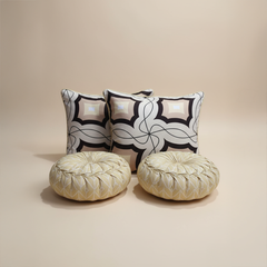 Geometric Luxe Cotton 5pc Bedsheet Set with Cushions & Covers