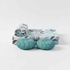 Azure Wave Cotton Bedsheet 5pc Set with Cushions & Covers