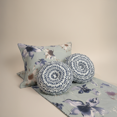 Jivacasa Sage Floral 5pc Double Bed Bedding Set with Designer Cushions