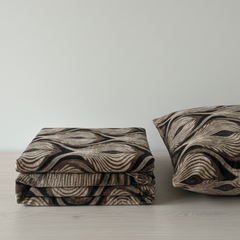 Premium Velvet Double Bed Bedsheet with 2 Pillow Covers – Dark & Light Brown Wave Design | Super Soft Winter Bedsheet Set