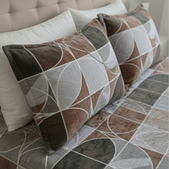 Luxury Velvet Geometric Patchwork Bedsheet Set – Double Bed | Soft Winter Bedsheet with 2 Pillow Covers