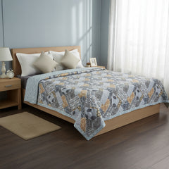Azure Patch Reversible Comforter – Blue & Mustard Geometric Blend