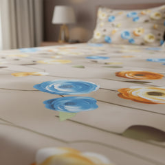 Amber Bloom Cream Cotton Bedsheet Set with Pillow Covers