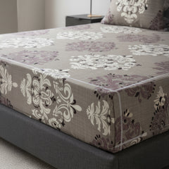 Royal Taupe & Cream Elastic Cotton Bedsheet Set