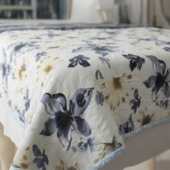 Midnight Bloom Reversible Comforter – Blue Floral Elegance