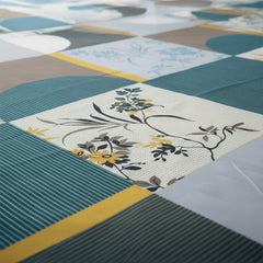 Dark Aquamarine & Sky-Blue Geometric Floral Design