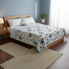 Midnight Bloom Reversible Comforter – Blue Floral Elegance