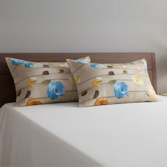 Amber Bloom Cream Cotton Bedsheet Set with Pillow Covers