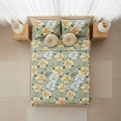 Jivacasa Premium Floral 5pc Double Bed Bedding Set with Designer Cushions