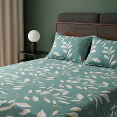 Botanic Sage Green Elastic Cotton Bedsheet Set