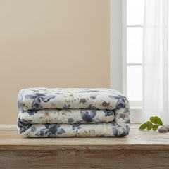 Midnight Bloom Reversible Comforter – Blue Floral Elegance