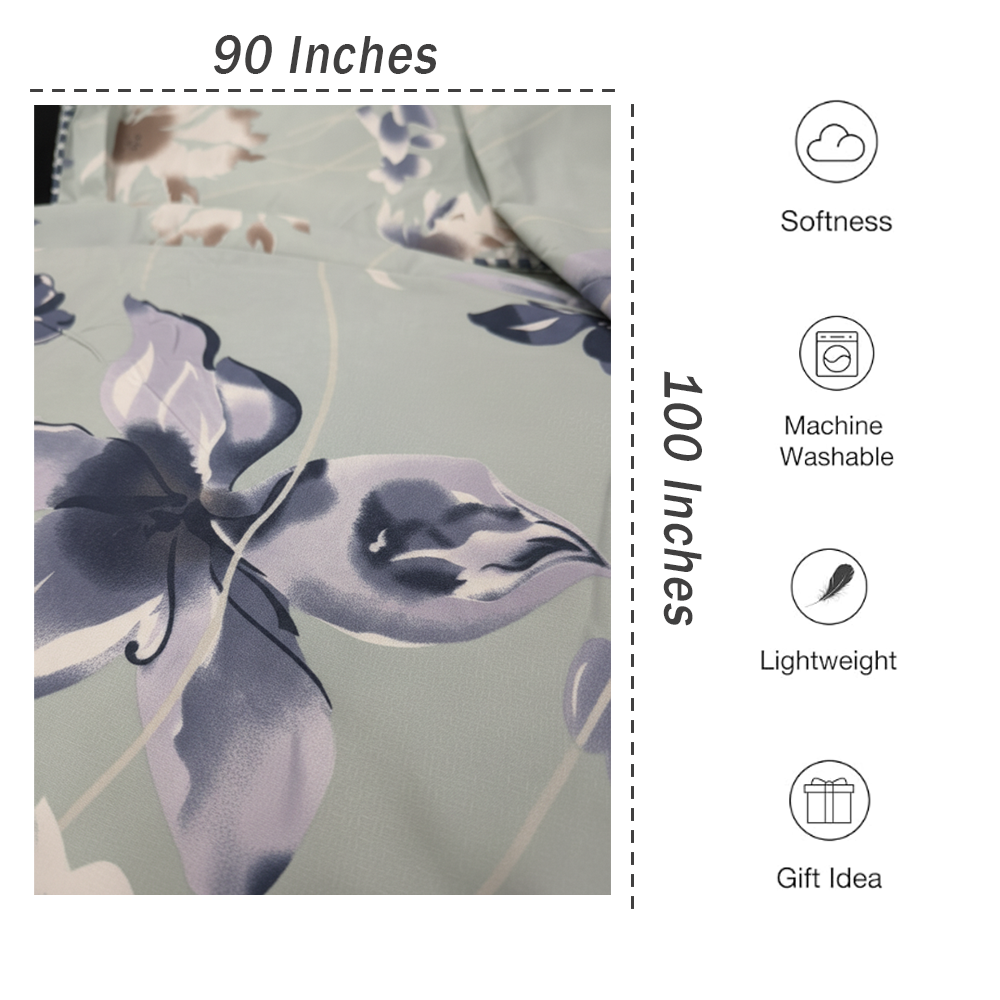 Jivacasa Sage Floral 5pc Double Bed Bedding Set with Designer Cushions