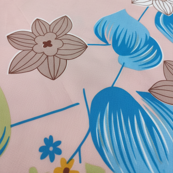 Blush Bloom Cotton Bedsheet 5pc Set with Blue Cushion Covers