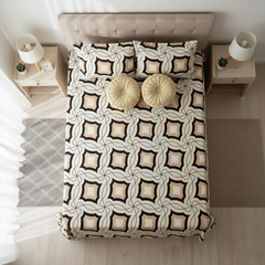 Geometric Luxe Cotton 5pc Bedsheet Set with Cushions & Covers