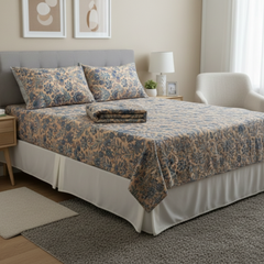Premium Floral Comforter Set with Cotton Bedsheet & Pillow Covers