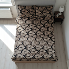 Premium Velvet Double Bed Bedsheet with 2 Pillow Covers – Dark & Light Brown Wave Design | Super Soft Winter Bedsheet Set