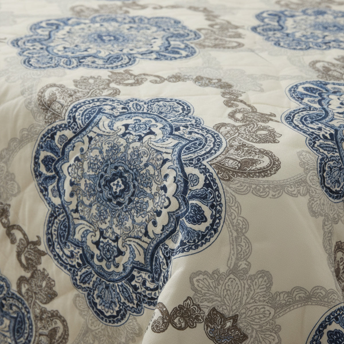 Royal Azure Medallion Cotton Bedsheet Set with Cushion Covers