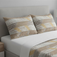 Premium Cotton Geometric Pattern Bedsheet Set – Shades of Brown, Grey & Beige