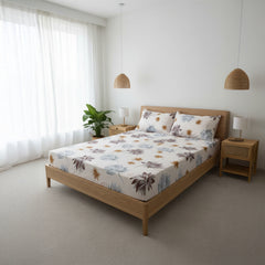 Sunset Bloom Baby Pink Elastic Cotton Bedsheet Set