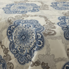 Royal Azure Medallion Cotton Bedsheet Set with Cushion Covers