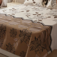 Sandy Beige & Brown Floral Print Bedsheet Set