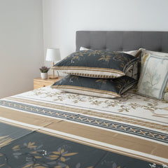 Luxury Floral Stripe Cotton Bedsheet Set