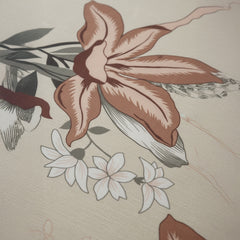 Luxury Glace Cotton Queen Size Bedsheet Set – Cream Floral Printed Design