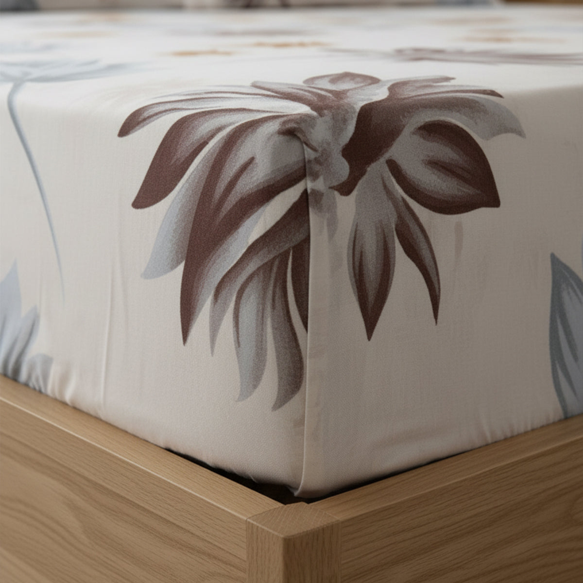 Sunset Bloom Baby Pink Elastic Cotton Bedsheet Set