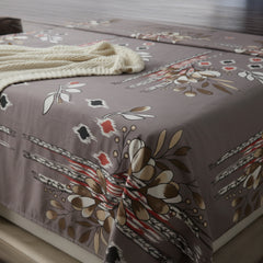 Grey Flare Floral Collection - JivaCasa Premium Glace Cotton Printed Bedsheet Set