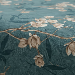 JivaCasa Premium Deep Teal Floral Cotton Bedsheet Set