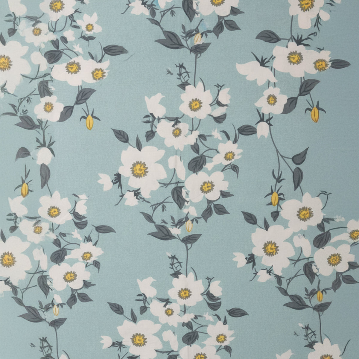 Serene Bloom Pale Blue Elastic Cotton Bedsheet Set