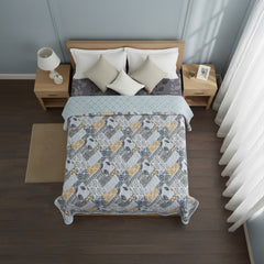 Azure Patch Reversible Comforter – Blue & Mustard Geometric Blend