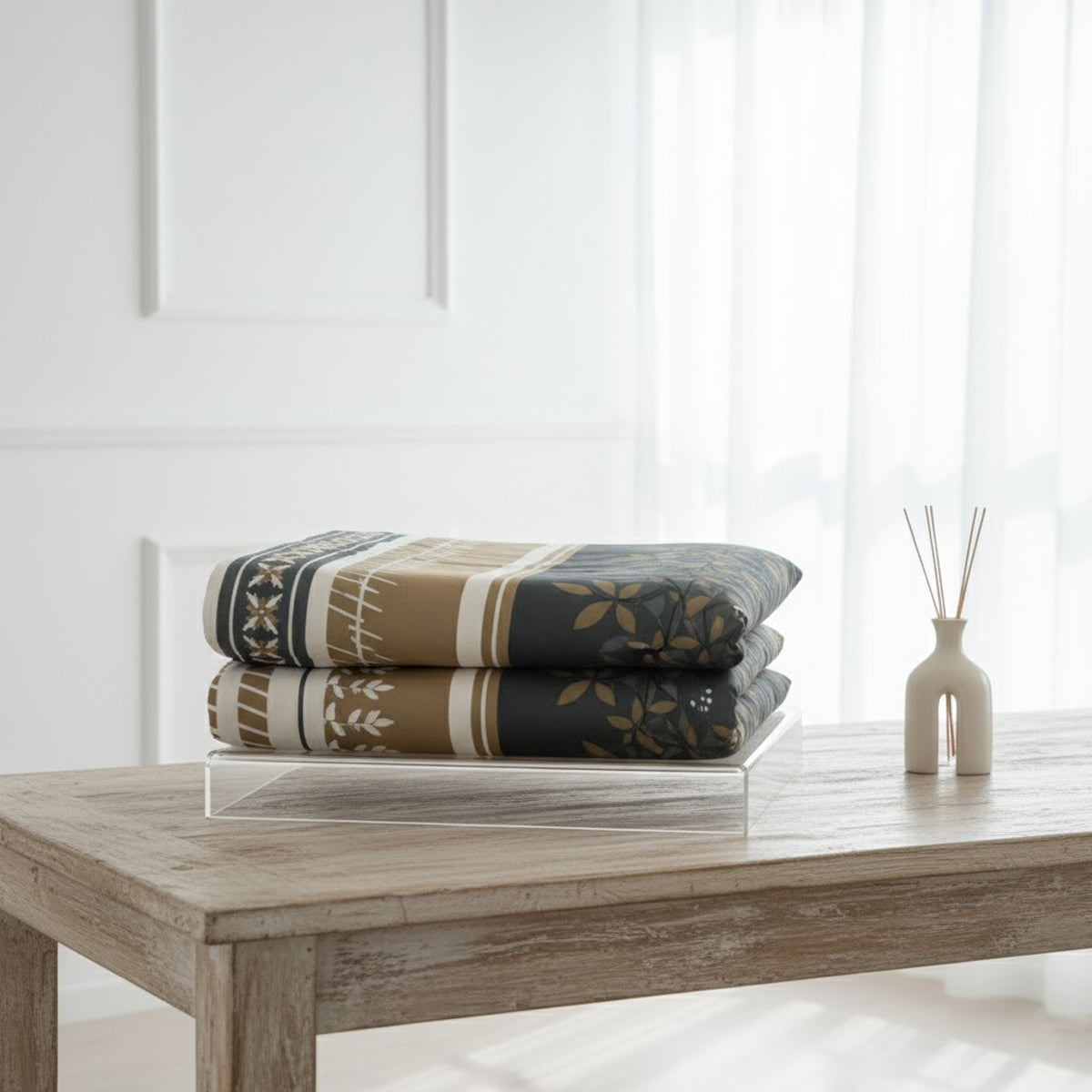 Luxury Floral Stripe Cotton Bedsheet Set