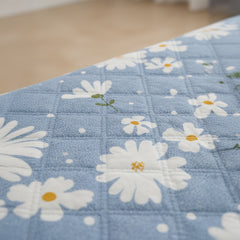 Pure Cotton Light Blue Daisy Quilted Bed Cover Set