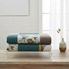 Dark Aquamarine & Sky-Blue Geometric Floral Design