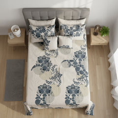 Midnight Fern Cotton Bedsheet Set with Cushion Covers
