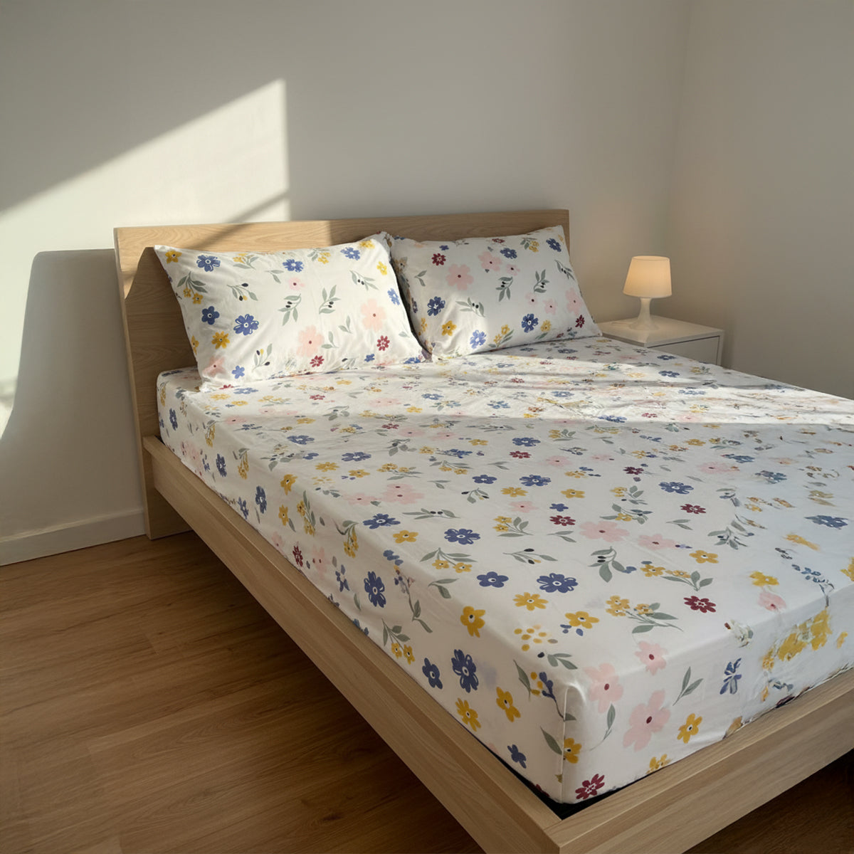 Spring Meadow Cream Cotton Elastic Bedsheet Set