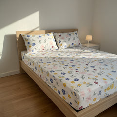 Spring Meadow Cream Cotton Elastic Bedsheet Set