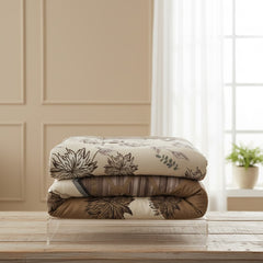 Sandy Beige & Brown Floral Print Bedsheet Set