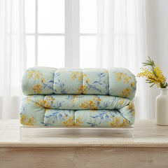 Light Green Floral Pure Cotton Quilted Bed Cover Set