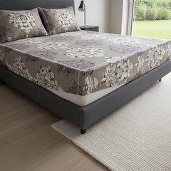 Royal Taupe & Cream Elastic Cotton Bedsheet Set