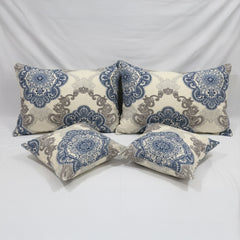 Royal Azure Medallion Cotton Bedsheet Set with Cushion Covers