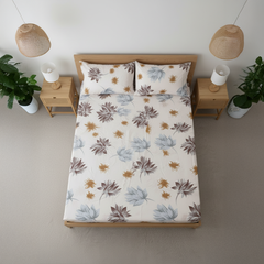 Sunset Bloom Baby Pink Elastic Cotton Bedsheet Set